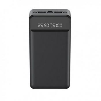 XO Powerbank PR163 - 20000mAh con Carga Rápida, Incluye Cables, Display Digital y Luz LED - Color Negro