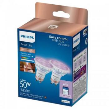 Foco LED Smart RGB GU10 4,7W (50W) WiFi Philips - Pack de 2