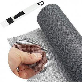BUZIFU Malla Mosquitera para Puerta y Ventana, Tela de Mosquitera, Malla para Mosquitera de Fibra de Vidrio con PVC, 120 cm x 250 cm, Poder Cortar y Ignífugo, Adiós a los Mosquitos y Otros Insectos