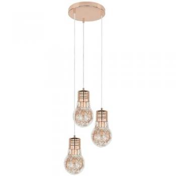 Lámpara de Suspensión Bulb EPIKASA, Metal y Vidrio en Cobre, 20x20x110 cm
