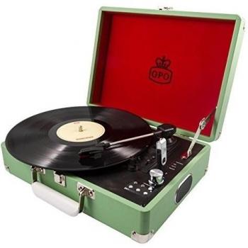 GPO Attache maletín estilo Tres velocidad Tocadiscos portátil con altavoces estéreo integrados y libre de USB Stick instantánea digital Conversión de vinilo