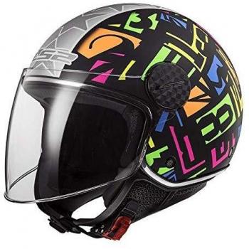LS2 - Casco Jet Moto Sphere Lux Crisp Negro H-V Amarillo, XXL