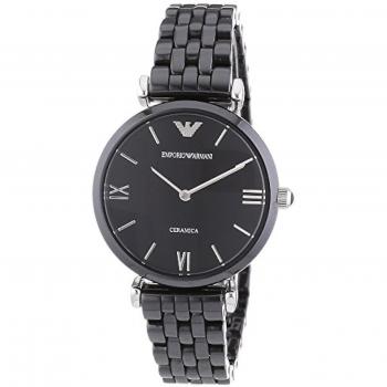 Reloj de pulsera para mujer Emporio Armani AR1487 - Reloj analógico, caja de acero inoxidable, correa de acero inoxidable, esfera blanca con detalles dorados, resistente al agua hasta 50 metros