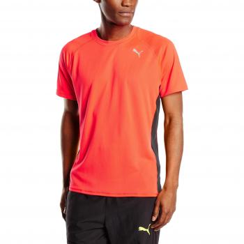 PUMA para hombre T-Shirt PE running manga corta Rojo Red Blast-Black Talla:extra-large