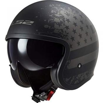 LS2 Casco de moto OF599 SPITFIRE BLACK FLAG, negro/antracita, talla XS