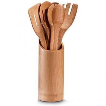 Zeller 25274 Porta-Utensilios de Cocina, Madera, Marrón, 9x9x33 cm