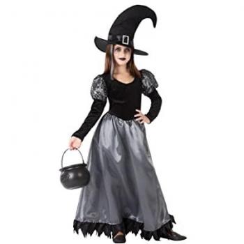Disfraz de Bruja Elegante Infantil 5 a 6 Años en Negro y Gris