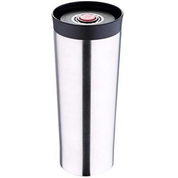 Bergner Travel Taza Termo de Viaje, Acero Inoxidable, Cromado Mate, 8.5x8.5x22 cm