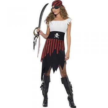 Disfraz de Mujer Pirata Bucanera Original con Vestido y Adorno para la Cabeza - Talla S