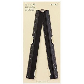 Midori 42254006 - Regla (aluminio, 30 cm), color negro