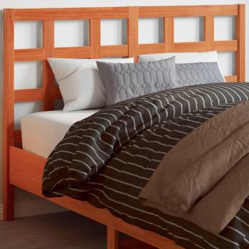 Cabecero de cama de madera maciza de pino con acabado en cera marrón, dimensiones 135 cm
