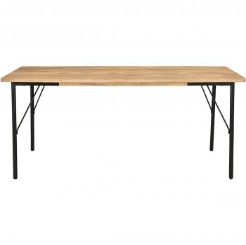 Mesa de comedor rectangular de madera maciza de mango y metal negro 180 cm Jude
