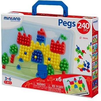 Set de Clavijas o Pinchos 10mm, 240 Piezas en Maletín - Colores Primarios
