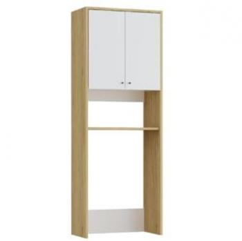 Mueble para lavadora con doble puerta - L65 x Alt. 180 cm - Blanco y natural claro - WORIKA