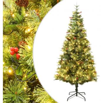 Árbol de Navidad con LED y piñas verde PVC y PE 120 cm