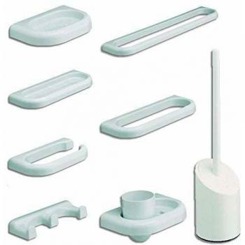 Kit de Accesorios de Baño Metaform 9 Piezas de Pared en ABS Color Blanco