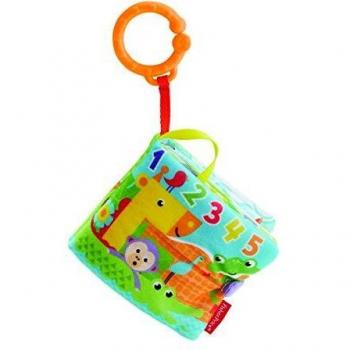Fisher-Price 1-to-5 Activity Book, New-born Soft Sensory Toy Book with Teether, Clacker, Mirror, Colours, Textures and Sounds, Suitable from Birth