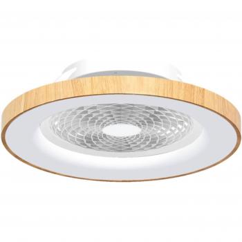 Ventilador de techo Tíbet con luz LED, efecto blanco, madera, motor DC, 1 bombilla, 20cm