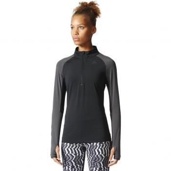 adidas Perf Half Zip Camiseta, Mujer, Negro