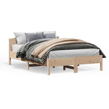 Cama sin colchón 120x200 cm en madera maciza de pino con estructura y cabecero, color marrón, marca Vidaxl