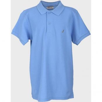 Polo de niños azul de algodón con detalle bordado