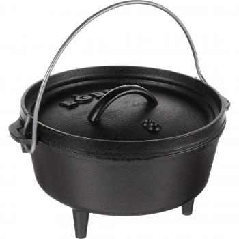 Lodge 8-Inch Cast Iron Dutch Oven with Lid - 1.9 Liter Camping Cookware