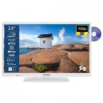Televisor LED Smart 24 Telefunken XH24SN550MVD-W HD Ready, 12 Volt, con DVD-Player y Triple Tuner