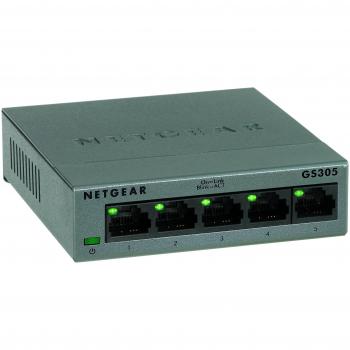NETGEAR GS305 5-Port Gigabit Ethernet Unmanaged Switch - Desktop, Sturdy Metal Fanless Housing