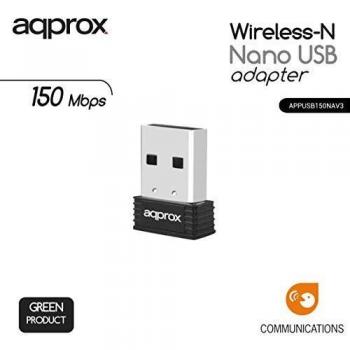 Approx APPUSB150NAV3 - Adaptador WiFi USB Nano N, 150 Mbps, Chipset Realtek, Compatible con Windows/Linux/Mac, Color Negro