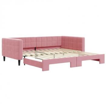Sofá cama nido terciopelo rosa 100x200 cm