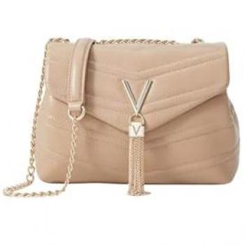 Bolso de Hombro Valentino Privilege Beige con Costuras Acolchadas - Tamaño 1