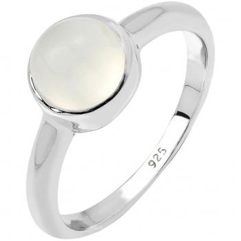 Anillo de Plata Esterlina 925 con Piedra Luna Redonda para Dama, Talla 54, Estilo Minimalista