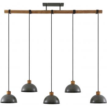 Lámpara colgante Durbis de Lindby, vintage, hecha de madera, color marrón, 5 luces E27, ideal para salón y comedor