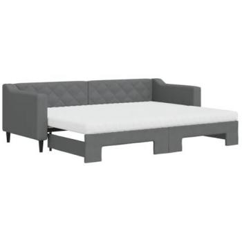 Sofá cama nido con colchón tela gris oscuro 80x200 cm