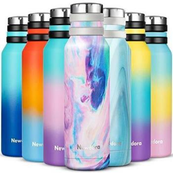 Newdora Botella de Agua Acero Inoxidable 750ml, Botellas de Frío/Caliente, Botella Termica con 1 un Cepillo de Limpieza, Botella Reutilizable para Deporte, Oficina, Gimnasio, Ciclismo