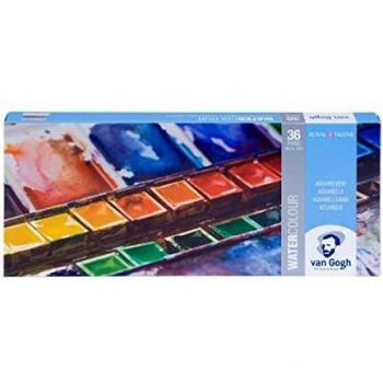 Set de acuarelas Van Gogh en estuche metálico con 36 medios godets y 1 pincel