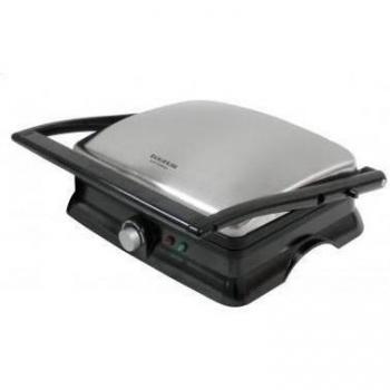 Taurus Asteria - Parrilla y Plancha de Asar Eléctrica, 2200W, Placas Antiadherentes de 28 x 22 cm, Regulador de Temperatura, Apertura 180º, Asa Fría al Tacto, Libre de PFOA, Color Negro/Inox
