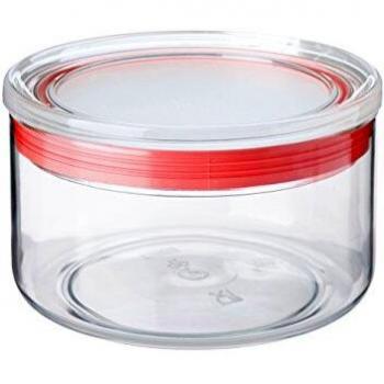 Tatay Bote de Cocina, 0.5L de Capacidad, Hermético, Libre de BPA, Apto Lavavajillas, Transparente - Rojo. Medidas 12.5 x 12.5 x 8 cm
