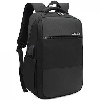 XQXA Mochila para Ordenador portátil con Puerto de Carga USB y Puerto para Auriculares,Mochila Hombre para Estudiantes de Colegio y Universidad, Compatible con portátil de 15,6 Pulgadas