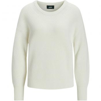 JJXX Mila Women's White Round Neck Knit Sweater