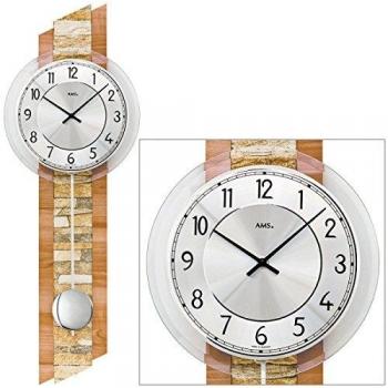 Reloj de Pared de Péndulo AMS, Cuartz, Madera Multicolor, 80 x 35 x 20 cm