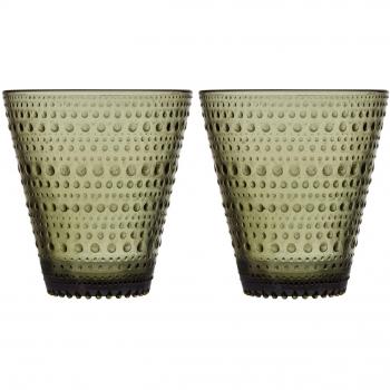 Iittala Kastehelmi –  – Cristal/Agua/Zumo Cristal – 30 cl – Musgo Verde – 2 Unidades