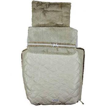 Saco de Coche o capazo Universal Rosy, Fabricado en Ecopiel y Pelo Largo Camel