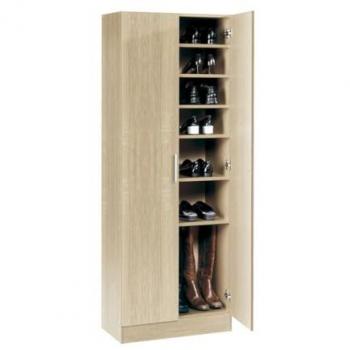 Armario Zapatero Marrón Claro 2 Puertas con 7 Estantes - 59 x 171 x 35 cm