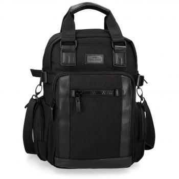 Pepe Jeans Allblack Mochila Adaptable con bandolera para Portátil 13,3 Negro 28x41x16 cms Poliéster 18.37L