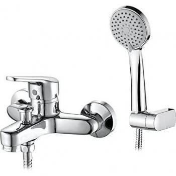 Ibergrif ROMA - Grifo para Bañera, Mezclador de Baño-Ducha Monomando para Instalación en Pared, Cromo