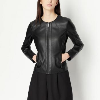Armani Exchange Women's Classic Black Blouson Jacket, Size S, Casual Polyester, Long Sleeve