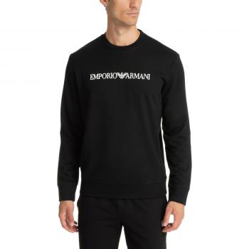 Emporio Armani Men's Black Sweatshirt with Logo, Size M