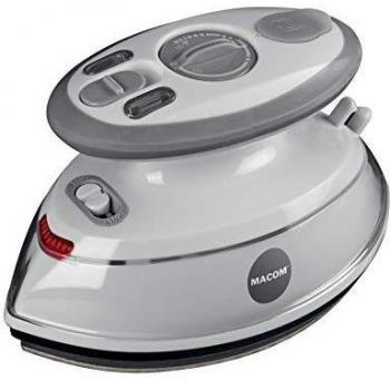 Mini Plancha de Vapor 500W con Piastra Doble Punta, 0.4L, Doble Voltaje 110/220V, Ideal para Viaje, Blanca y Gris