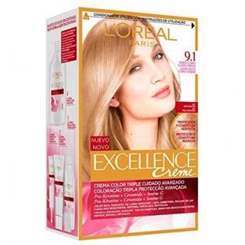 L'Oreal Paris Excellence Creme Tinte Permanente Tono 9.1 Rubio Muy Claro Ceniza